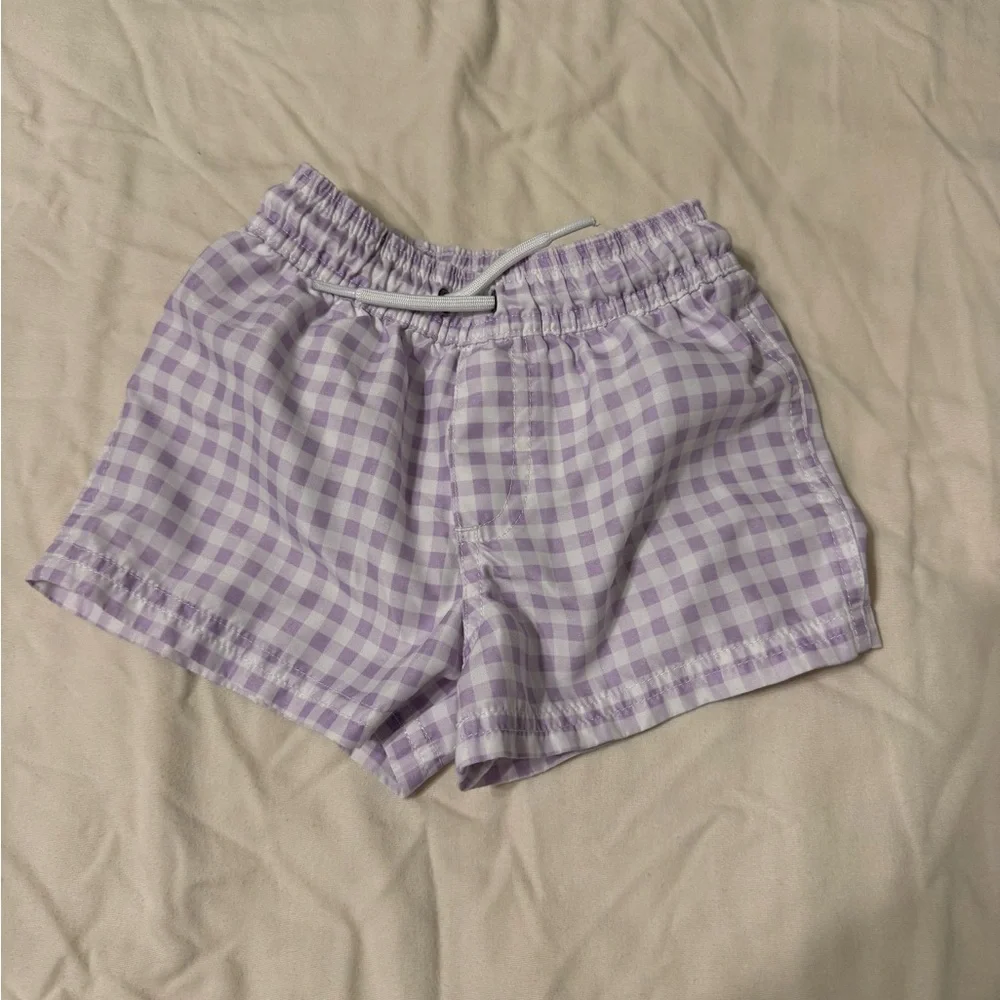Carter's Navy and Purple Gingham Swimset